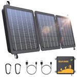 15W Small Portable Solar Panel Chargers (5V/3.0A USB-A/USB-C), IP65 Waterproof Foldable Solar Panel with 2 Cable,Backpacking Solar Power Bank with 2 Carabiner for Camping,Hiking, Cell Phone,Tablet