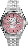 Timex Women's Peanuts 36 mm Watch - Silver-Tone Stainless Steel Bracelet Pink Dial Silver-Tone Case TW2V47400