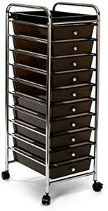 Seville Classics 10-Drawer Multipurpose Mobile Rolling Utility Storage Organizer with Tray Cart, Translucent Black