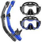 Snorkeling Gear for Adults, Kwambiri Dry-Top Snorkel Mask, 180°Panoramic Wide View Snorkel Mask Adult Snorkel Set for Snorkeling Scuba Diving Swimming Travel