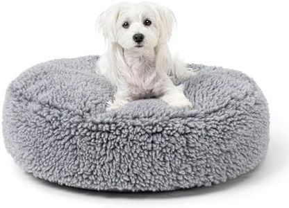 PELZIN Stoutwool Chew Proof Dog Bed - Round Chew Resistant Dog Bed - Fluffy Pillow Bed for Aggressive Chewers - Durable - Washable - Ideal for Small Breeds - 63cm, Charcoal
