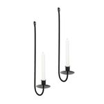 Remenna Metal Wall Candle Sconce Holder Set of 2 Wall Mount Candle Holders Modern Wall Candle Sconces Hanging for Living Room Farmhouse Fireplace Wedding 16.5"×5"×3" (Black)