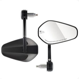 Evermotor Universel E9 CNC Aluminium Moto Rétroviseurs Guidon Homologué Rétroviseur Moto Ensemble ATV Roller Scooters Bar End Noir