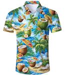 uideazone Men Tropical Short Sleeve Shirt Hawaii Coconut Palm Tree Beach Shirt Funny Button Down Shirts for Vocation