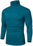 COOFANDY Men's Slim Fit Basic Turtleneck Long Sleeve Lightweight Pullover Sweaters Casual Knitted Tops Denim Blue