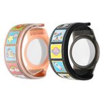 LETREEN AirTag Wristband for Kids, 2 Pack Air Tag Bracelet Holder Compatible with Apple Air Tag, Adjustable Hidden Watch Band Nylon for Kids Toddler Elder (Light Pink/Black)