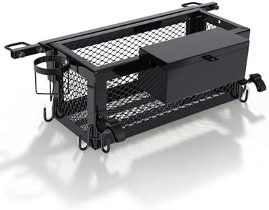 Garvee Heavy Duty Tractor Tool Box, Tractor Basket Accessories with Storage Bag, Hook, and Ratchet Strap, 24x10x10in Tractor Basket Attachment, Fit for Most Tractors and Zero Turn Mower