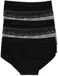 Felina | Aubrie Cheeky Boyleg | Panty | 5-Pack | Low Rise | Lace, Black Grey Heather, Large