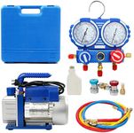 YaeTek Combo 3,5CFM 1/4HP Air Vacuum Pump HVAC + R134A Kit AC A/C Manifold Gauge Set (Includes Gauge Absolutely!!!)