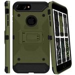 DuraSafe Cases for iPhone 6 Plus iPhone 6s Plus 5.5" [ 2014/2015 ] A1522 A1524 A1593 A1634 A1687 A1699 Military Printed Rugged Heavy Duty Case with Kickstand - Green (Without Holster)