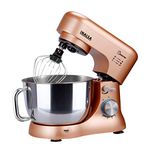 INALSA Stand Mixer 1000W|Pure Copper Motor|5L SS Bowl With Splash Guard|Accessories Included|Dishwasher Safe|Baking,Cake Mixer,Kneading-Kratos (Rose Gold)