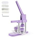 COSTWAY Button Maker Machine, 25 mm Badge Making Punch Press Machine with 1000pcs Button Parts, Circle Cutter & Screw Wrench, DIY Round Pin Maker Kit for Custom Pin Badges (Purple)