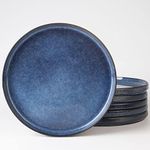 famiware Star Dinner Plates for 6, 10 inches Plate Set, Scratch Resistant, Stoneware Dinnerware, Kitchen Modern Rustic Serving Dishes, Nebulas Blue