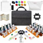 NiToy Mexican Train Dominoes Set for Adults, Double 12 Dominoes with 91 Color-Coded Tiles, Hub, 8 Silicone Racks, 9 Train Markers, Scoreboard & Carry Bags - Classic Family Board Game