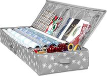 Wrapping Paper Storage Container – Fits up to 27 Rolls 1 3/8” Diam. - Underbed Gift Wrap Organizer Bags, Wrapping Paper Rolls, Ribbon, and Bows - Under Bed- Durable Material 600D - Up to 40” Rolls