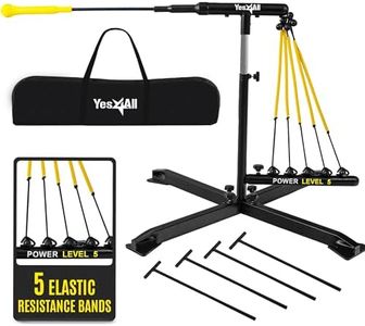 Yes4All Baseball Practice Training Equipment, 5 Elastic Bowstrings Softball/Baseball Hitting Trainer for All Ages, Adjustable Height & Portable Baseball Batting Practice Swing Trainer