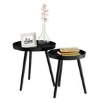 Lavish Home 80-FT-4 Contemporary Decor and Home Accent Table with Tray Top (Black, Set of 2),