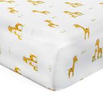 The White Cradle Flat Bed Sheet for Baby Cot & Mattress - Pure Organic Cotton - Extra Large, Super Soft & Smooth, Absorbent, Breathable Twill Fabric for Infants & Newborns - Giraffe