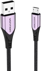 VENTION Cable Micro USB 2m Cable Mando ps4 Cable Cargador ebook Kindle Tejido de Nylon Cable Cargador Android Micro usb (Violeta)