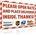 ALKB Package Delivery Sign for Outdoor Use 8x12 Inch - Please Open Gate and Place Deliveries Inside Thanks - Outdoor Signs for Home, Office, Work Use
