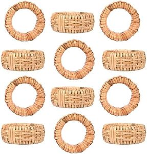Napkin Rings Set of 12, Rattan Napkin Holders, Napkin Rings Bulk for Party Decoration, Dinning Table, Everyday, Family Gatherings - A Great Tabletop Décor - Natural