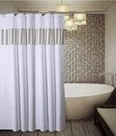 Grey and White Shower Curtain for Bathroom - Fabric Shower Curtain with Liner Included, Hotel Luxury and Quality, Washable Cloth 72" x 72" for Decorative Bathroom Shower Curtains (Quilted Mirror)