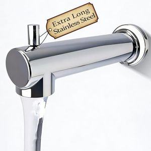 HAIMOSHIN 7 Inch Extra Long Tub Spout with Diverter, Chrome Plated