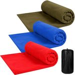 3 Pcs Fleece Sleeping Bag Liner Adult Warm Sleeping Bag Blanket Cold Weather Zippered Camping Liner for Sleep Sack Backpacking Camping Hiking Travel, Assorted Colors