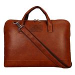 Leather World Unisex Adult Men's Laptop Bag 15.6 inch Side Shoulder Briefcase Satchel Messenger Business Bags for Men & Women - Tan (6 Month Warranty)