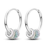 NARMO 925 Sterling Silver Hoop Earrings for Women Simple Circle Earrings with Colorful Cubic Zirconia Multiple Loops