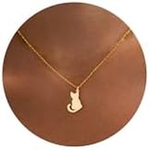 LLWOM Gold Necklace for Women-14K Gold Plated Cat Necklace Dainty Gold Cat Necklace for Women Trendy Necklaces Jewelry