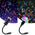 Sound Activated USB Star Light and USB Mini Disco Lights, Aevdor Car Star USB Night Lights, Romantic Car Roof Interior Star Atmosphere Decorations Light for Bedroom, Car, Party, Bedroom, Ceiling