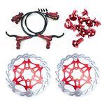 NYK Zoom Hydraulic Disc Brakes Mountain Bike Sets MTB Front & Rear Set with Floating Disc Rotor 160mm & Color Bolts (Red)