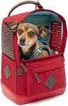 Kurgo Nomad - Dog Carrier Backpack, Hiking Backpack for Small Dogs, Pet Travel Back Pack Carrier, Interior Safety Tether, Waterproof Bottom, Dual Carry Handles, Holds Pets Up to 15 lbs - Red