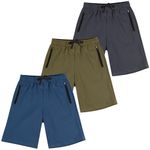 BIG ELEPHANT Kids Casual Shorts with Zipper Pockets and Drawsting, Youth Boys Athletic Shorts for Running Playing Lounging (Age: 7-16 Years)