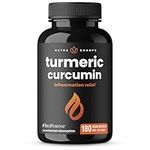 Turmeric Curcumin with Black Pepper Extract (BioPerine) | 180 Turmeric Capsules | 95% Curcuminoids Extra Strength Turmeric Supplements for Joint Health, Antioxidant & Immune Support | Vegan & Non-GMO