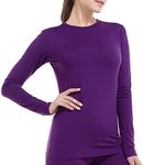 Subuteay Thermal Tops Fleece Lining Long Sleeve Thermal Shirt Womens Purple XX-Large