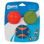 ChuckIt! Fetch Rubber Dog Ball Medley, Strato, Erratic, Ultra Squeaker Balls for Dogs, Durable High Bounce Launcher Compatible Dog Toy Gen 2 - 3 Pack, Medium