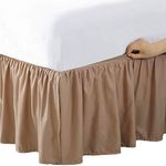 Bed Maker’s Never Lift Your Mattress Microfiber Wrap-Around Bed Skirt, Gathered Ruffled Style, Classic 14 Inch Drop Length, Queen, Mocha