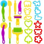 Lictin Playdough Tools and Cutters, 8Pcs Play Dough Tools Playdough Sets for Kids Toddlers, Plastic Accessories Clay Extruders Rollers Molds