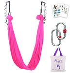 Aerial Yoga Hammock 5.5 Yards Aerial Silk Fabric Yoga Swing for Antigravity Yoga Inversion Include Daisy Chain,Carabiner and Pose Guide (Hot Pink)