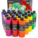 Shuttle Art Acrylic Paint Set, 24 Colours Acrylic Paints Bottle(250ml/8.45oz), Rich Pigmented Acrylic Paints, Bulk Painting Supplies for Artists, Beginners and Kids on Rocks Crafts Canvas Wood Ceramic