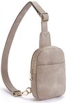 Telena Small Sling Bag for Women Leather Crossbody Fanny Packs Chest Bag for Women Cloud Grey