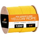 1200 ft Twisted Polypropylene Rope - 1/4" - Yellow Floating Poly Pro Cord - Resistant to Oil, Moisture, Rot, Mold, Marine Growth and Chemicals - Reduced Slip, Easy Knot, Flexible - by Xpose Safety