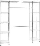 Amazon Basics Expandable Metal Hanging Storage Organizer Rack Wardrobe with Shelves, 57"-80"Lx14"Wx72'H inches, Chrome