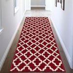 U'Artlines Runner Rug for Hallway 2×6feet Non Slip Kitchen Floor Carpet Runners Red Geometric Pattern Washable Area Rug for Entryway Bathroom