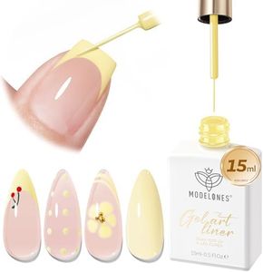 modelones Yellow French Tip Liner Gel Polish, 15 ML Butter Light Yellow Pastel Color Nail Art Paint Swirl with Fine Line Brush Soak Off U V DIY Home Salon Professional Manicure Design Gift for Women
