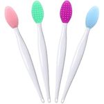 Lip Brush Tool,Double-Sided Silicone Exfoliating Lip Brush (4 Colors)