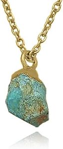 Turquoise Necklace for Women, Premium Gold Raw Stone Necklaces - Tarnish Free 18K Gold Vermeil Certified S925 Classic Statement Necklace Gold Jewelry for Women - Mothers Day Gifts for Mom Wife