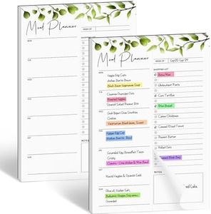 Joyberg 2 PCS Undated Weekly Meal Planner and Grocery List Tearable Shopping Magnetic Menu for Fridge Plan - 50 Pages/Book, Green, White